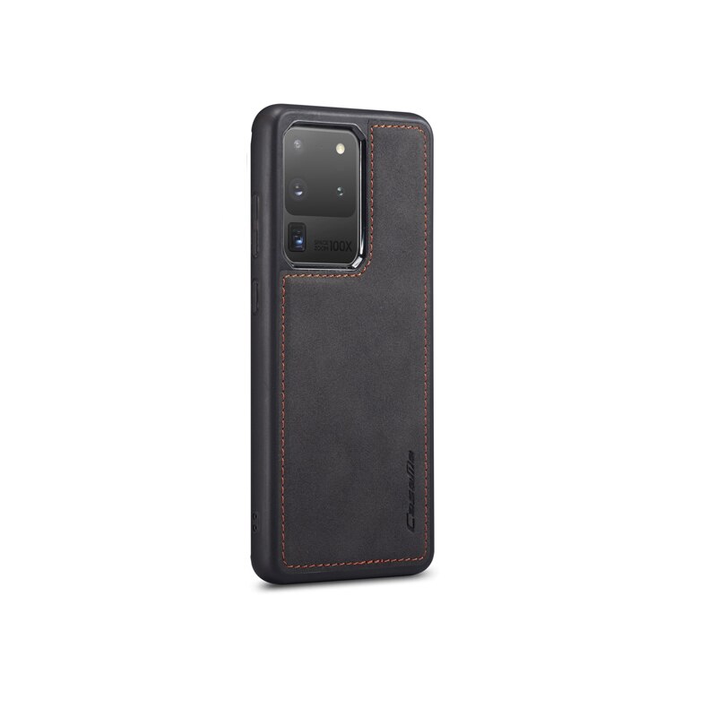 Husa Samsung Galaxy S20 Ultra, CaseMe, slim piele, tip back cover, textura catifelata, Negru