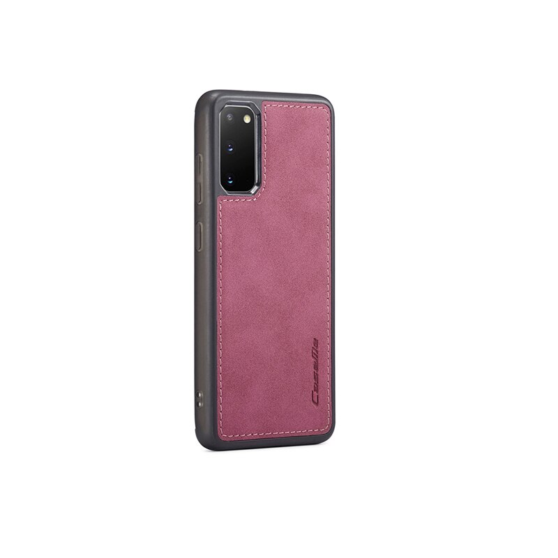 Husa Samsung Galaxy S20, CaseMe, slim piele, tip back cover, textura catifelata, Visiniu