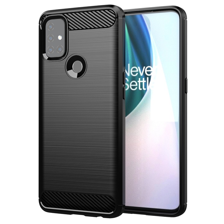 Кейс за OnePlus Nord N10 5G, Techsuit Carbon Silicone, черен