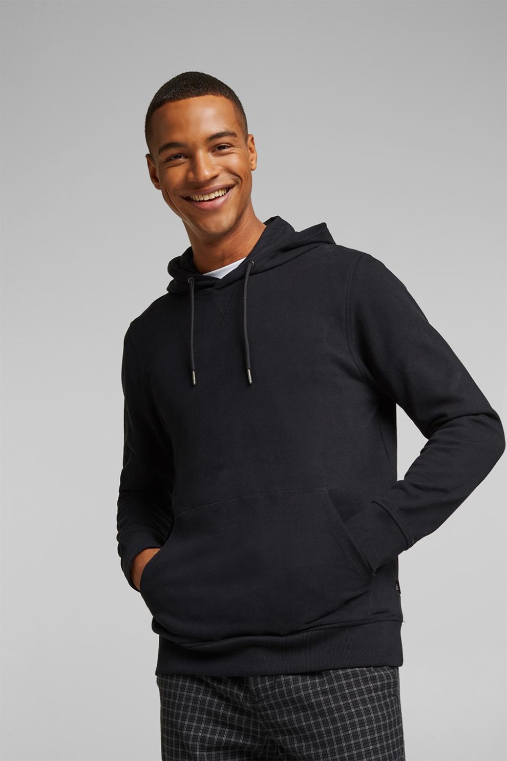 EDC by Esprit, Hanorac straight fit de bumbac, Negru