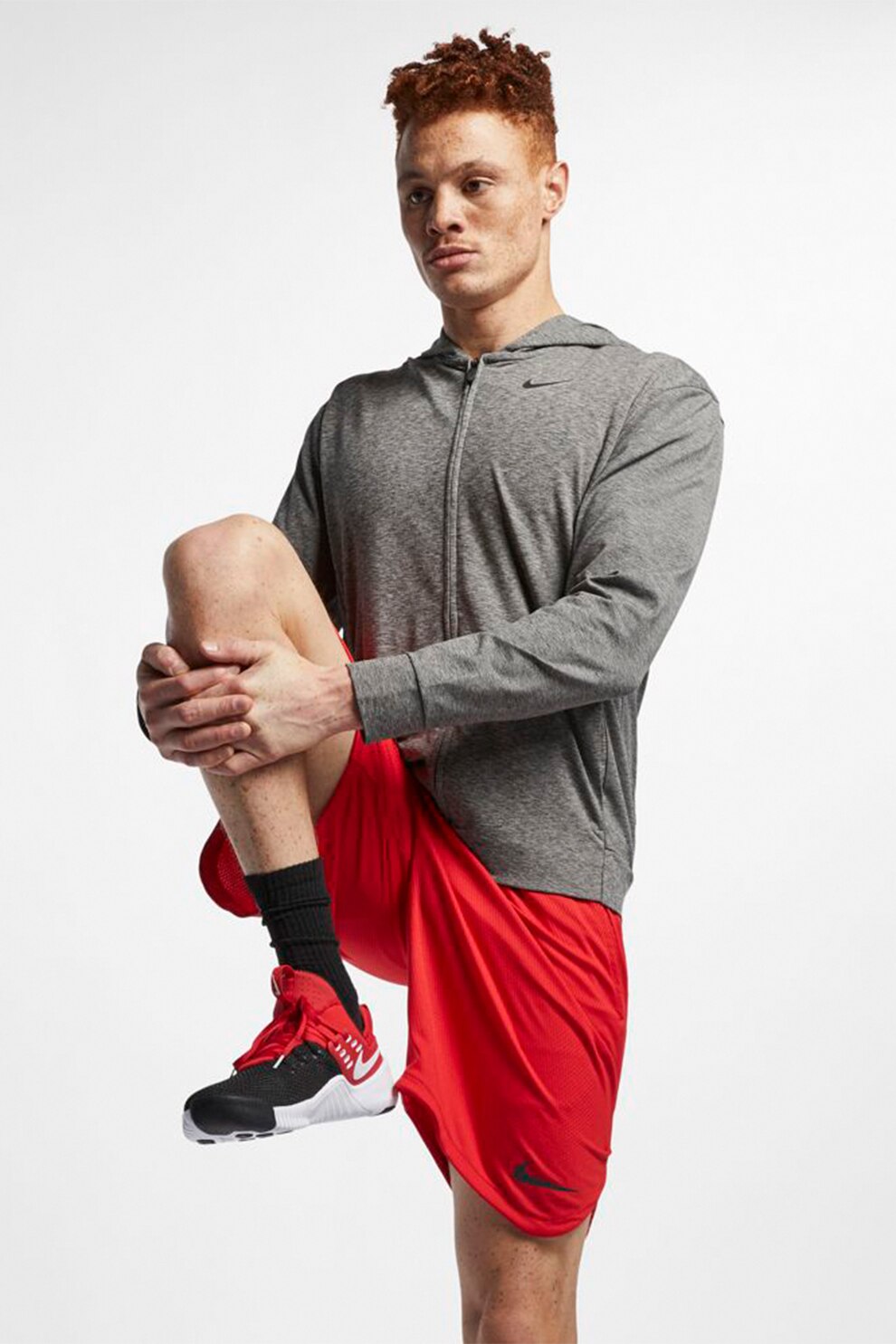 Nike, Hanorac cu fermoar pentru antrenament, Gri inchis melange