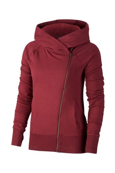 Nike, Hanorac cu fermoar asimetric pentru fitness Essential, Rosu Bordeaux Nike, Hanorac cu fermoar asimetric pentru fitness Essential, Rosu Bordeaux