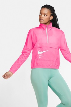 Nike, Jacheta fara inchidere pentru alergare Swoosh, Roz neon Nike, Jacheta fara inchidere pentru alergare Swoosh, Roz neon