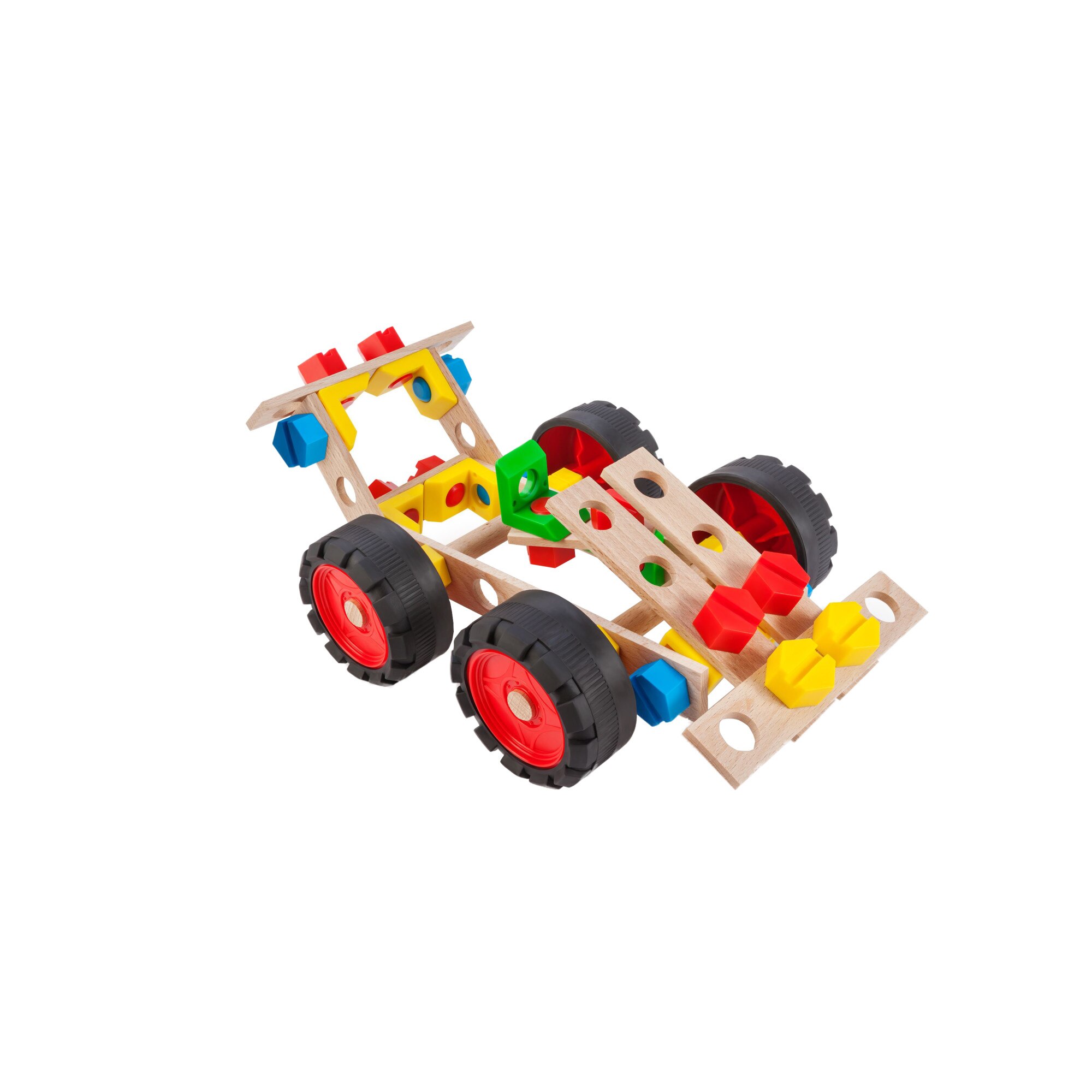 Set constructor junior-3 in 1 Camion, 95 de piese din lemn natur/multicolor