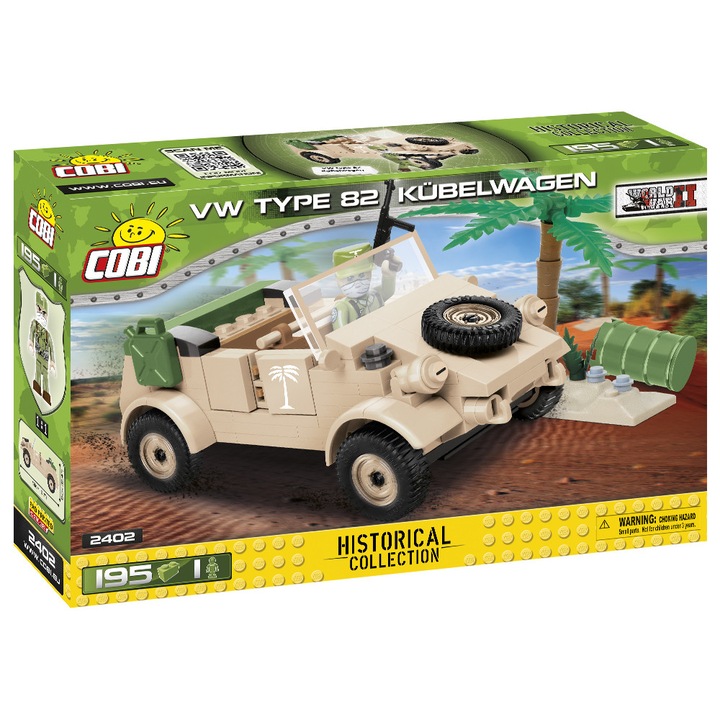 Set de constructie Cobi, Historical Colection, WWII, VW TYP 82 KUBELWAGEN, 195piese