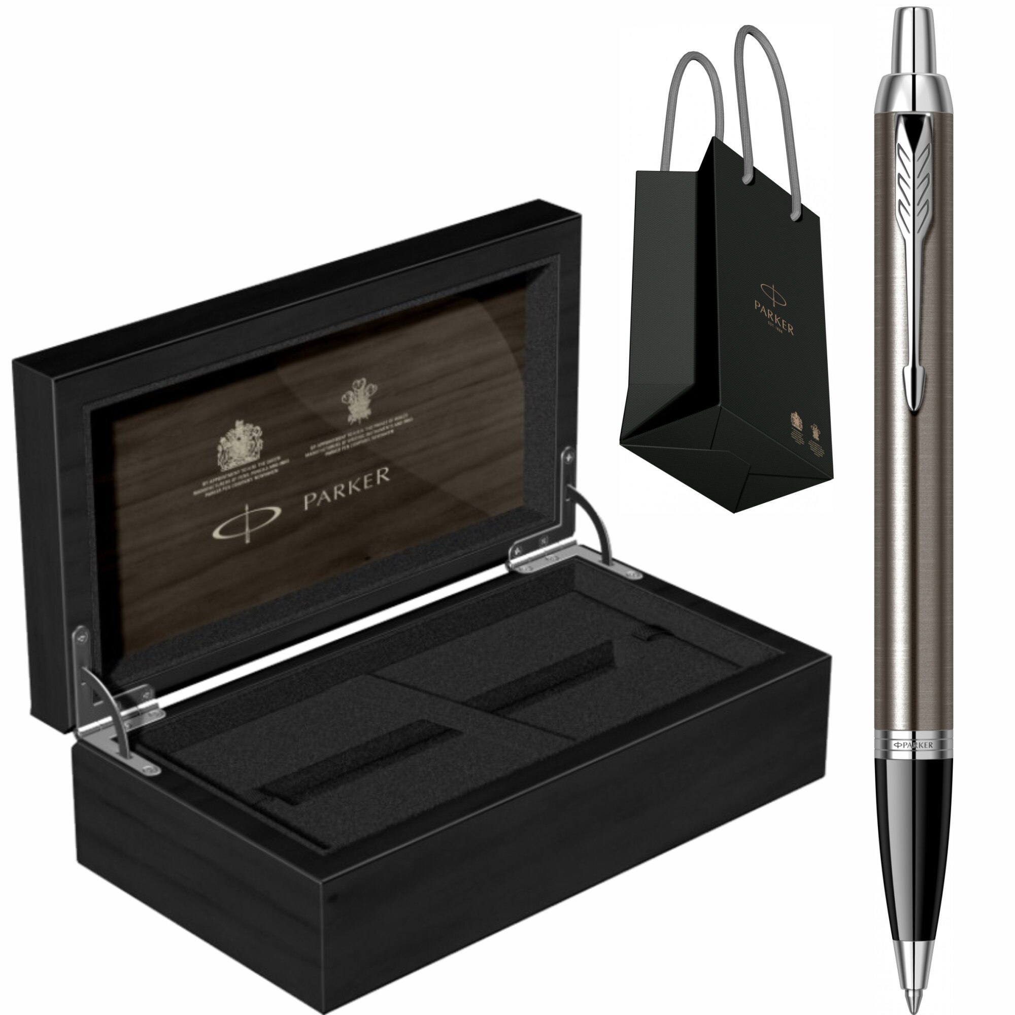 Pix Parker IM Royal Dark Espresso CT Personalizat prin Gravura Laser in Cutie de Lemn Parker si Punga Parker