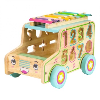 Sortator masina din lemn cu numere + xilofon, fara margini ascutite, imbunatateste abilitatile motorii, auditive si creativitatea Sortator masina din lemn cu numere + xilofon, fara margini ascutite, imbunatateste abilitatile motorii, auditive si creativitatea