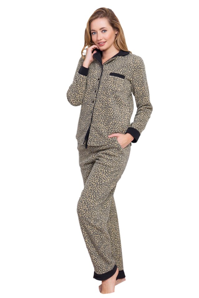 Pijama dama din poliester,Enki,set,galben si negru