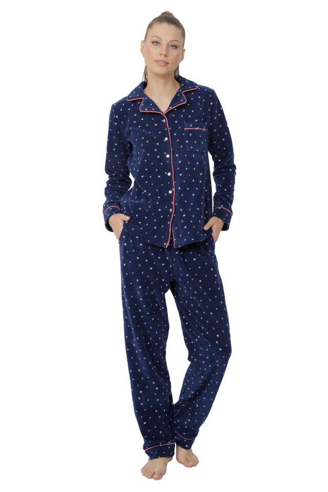 Pijama dama din poliester,Enki,set,indigo