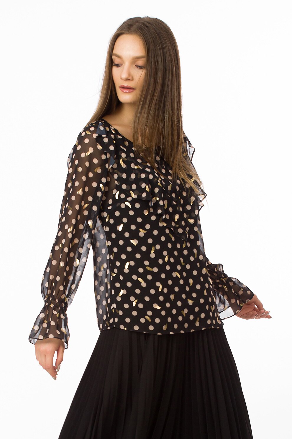 Sense, Bluza cu buline, Negru/Bej