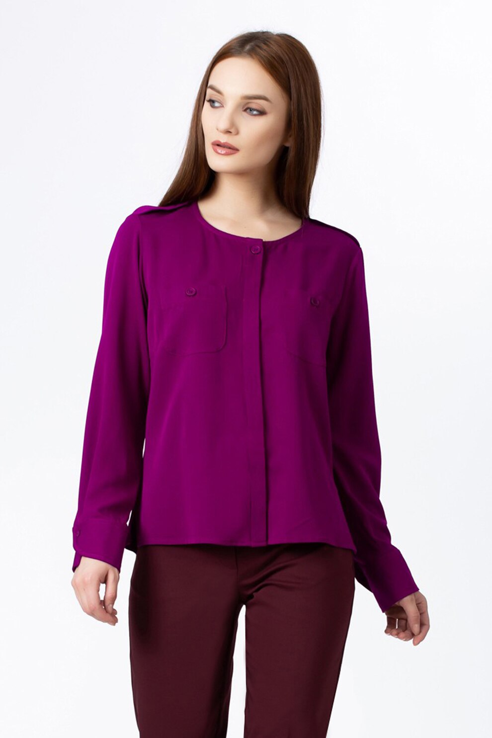 Sense, Camasa cu buzunare pe piept, Violet tyrian, 2XL
