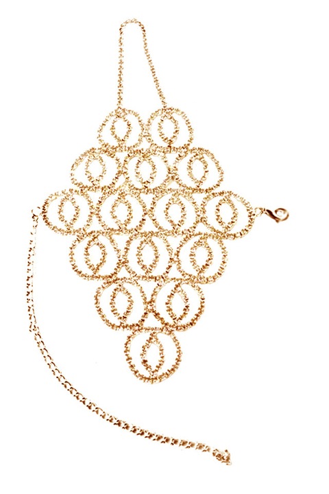 Bratara Cu inel eleganta, cerculete cu cristale in suport patrat, Auriu