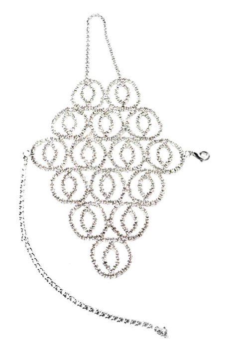 Bratara Cu inel eleganta, cerculete cu cristale in suport patrat, Argintiu