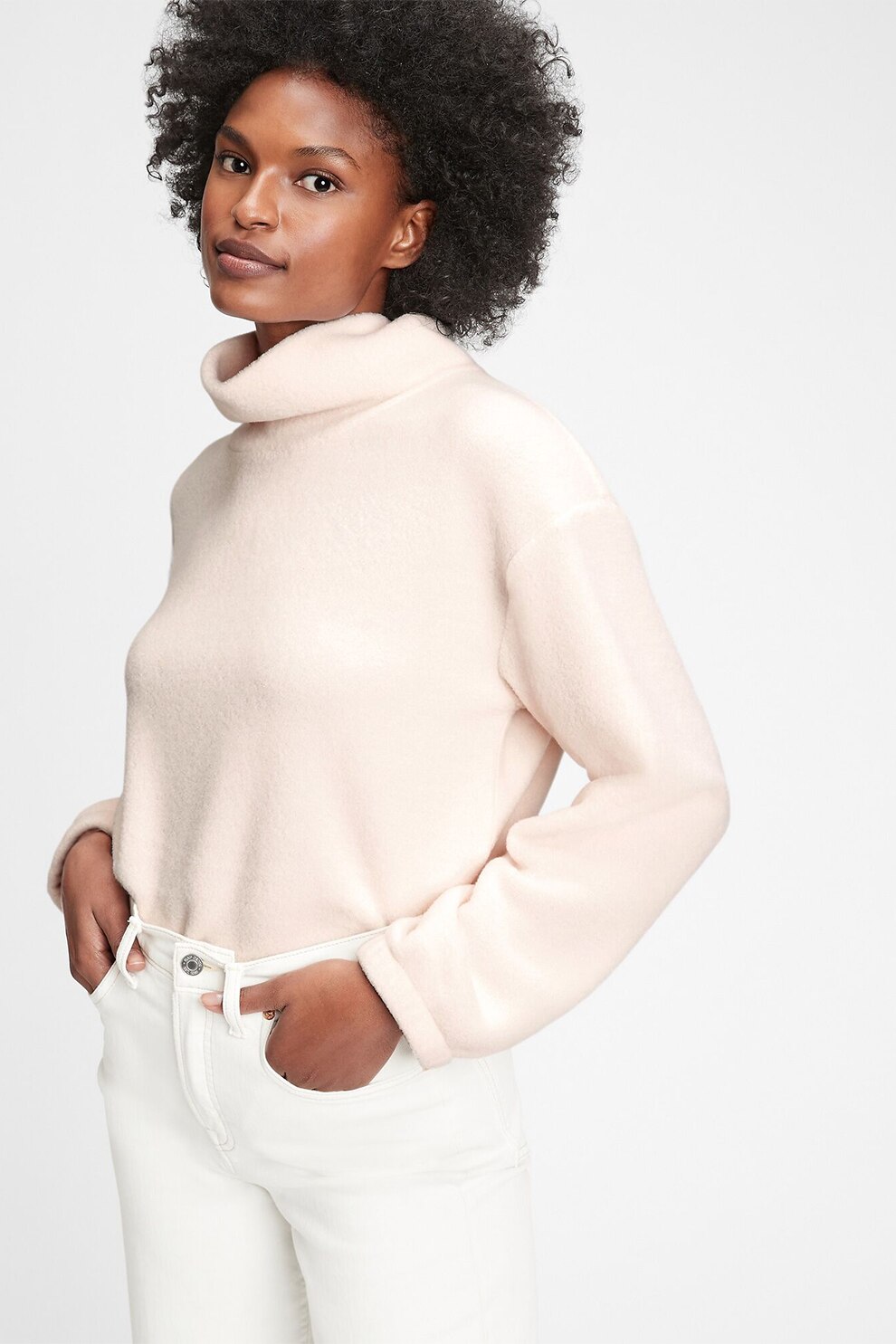 GAP, Pulover cu guler inalt si maneci cazute, Piersica