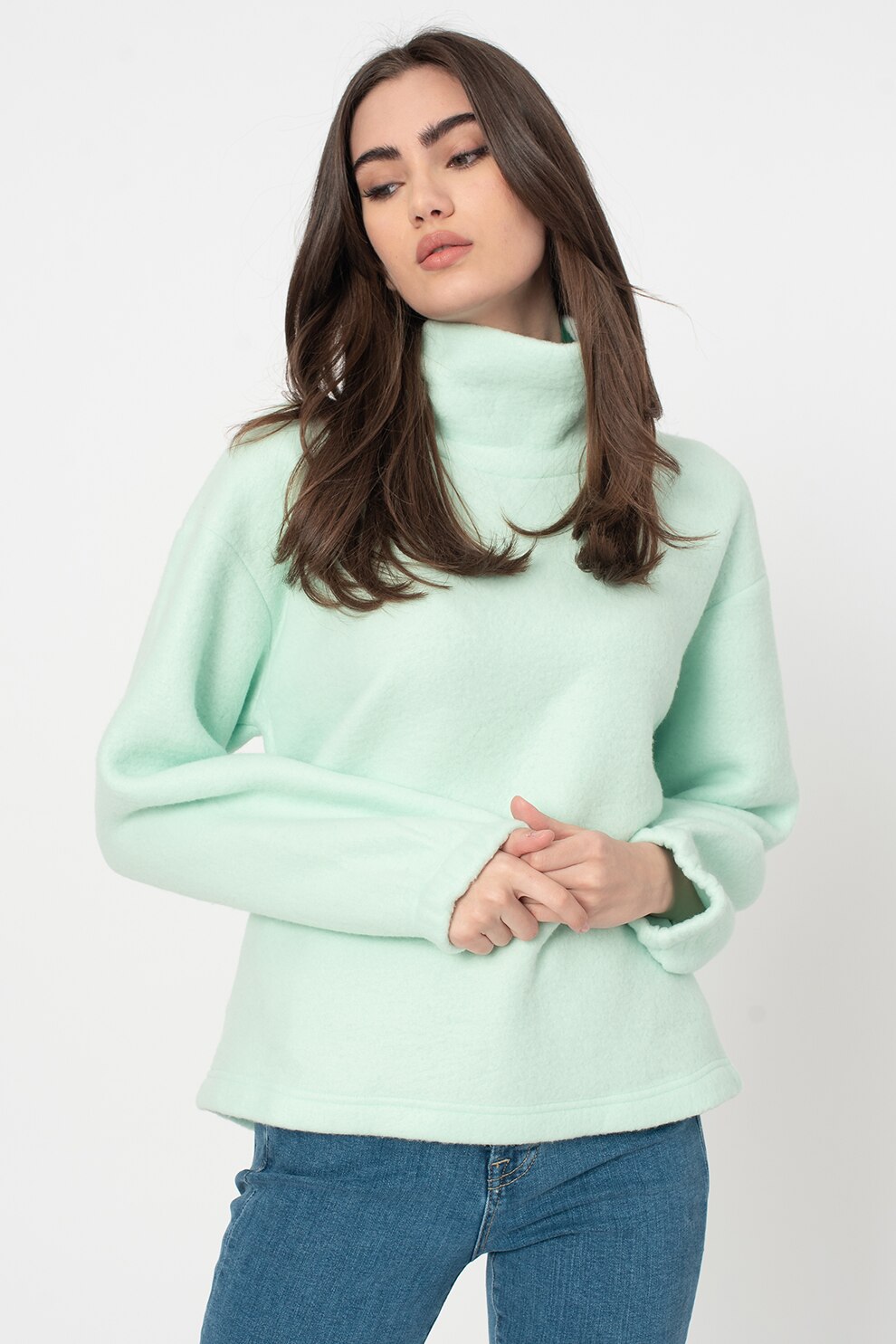 GAP, Pulover cu guler inalt si maneci cazute, Verde menta