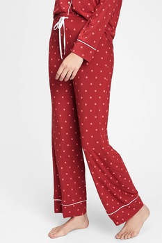 GAP, Pantaloni de pijama cu imprimeu si snur in talie, Rosu/Roz, XL GAP, Pantaloni de pijama cu imprimeu si snur in talie, Rosu/Roz, XL