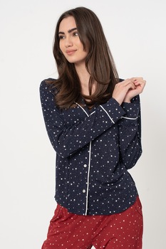 GAP, Camasa de pijama din amestec de modal cu buzunar aplicat, Bleumarin/Alb GAP, Camasa de pijama din amestec de modal cu buzunar aplicat, Bleumarin/Alb