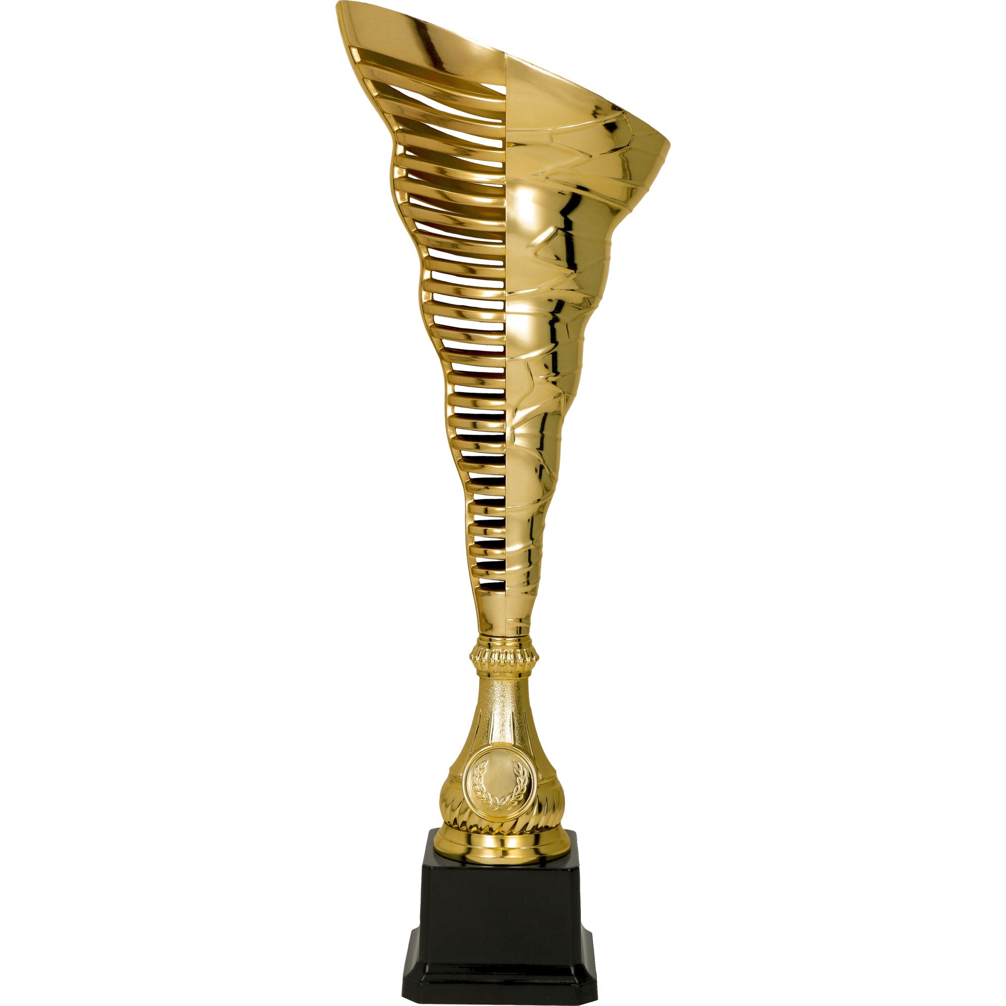 Cupa aurie, 41 cm,cu piedestal din plastic negru