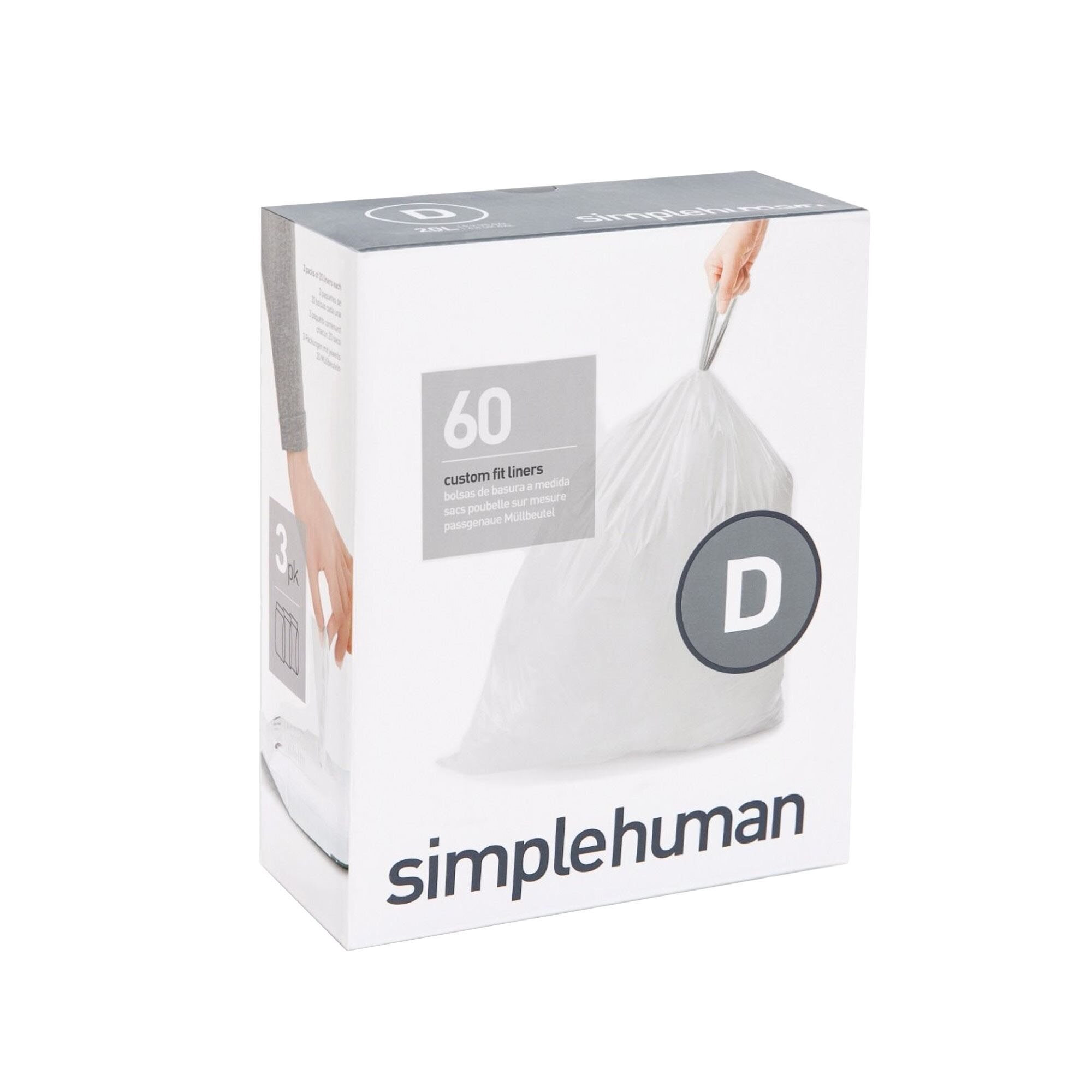 Saci de gunoi cod D, 20 L/ 60 buc. plastic - simplehuman