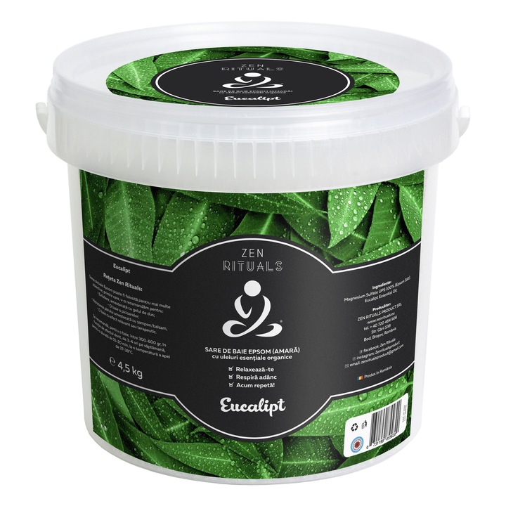 Sare de Baie Epsom cu ulei esential de Eucalipt, Zen Bath Salt, 4,5 kg