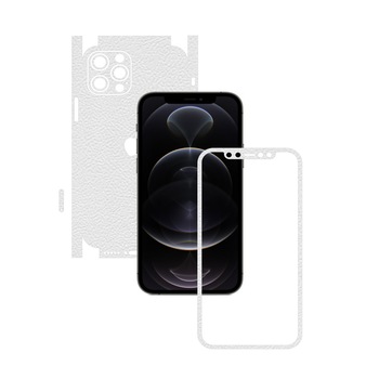 Folie Protectie Carbon Skinz pentru Apple iPhone 12 Pro Max - Piele Alba 360 Cut, Skin Adeziv Full Body Cover pentru Rama Ecran, Carcasa Spate si Laterale
