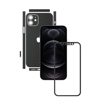 Folie Protectie Carbon Skinz pentru Apple iPhone 12 Mini - Piele Neagra Split Cut, Skin Adeziv Full Body Cover pentru Rama Ecran, Carcasa Spate si Laterale Folie Protectie Carbon Skinz pentru Apple iPhone 12 Mini - Piele Neagra Split Cut, Skin Adeziv Full Body Cover pentru Rama Ecran, Carcasa Spate si Laterale