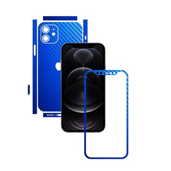 Folie Protectie Carbon Skinz pentru Apple iPhone 12 Mini - Carbon Albastru Split Cut, Skin Adeziv Full Body Cover pentru Rama Ecran, Carcasa Spate si Laterale Folie Protectie Carbon Skinz pentru Apple iPhone 12 Mini - Carbon Albastru Split Cut, Skin Adeziv Full Body Cover pentru Rama Ecran, Carcasa Spate si Laterale