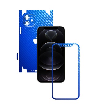 Folie Protectie Carbon Skinz pentru Apple iPhone 12 Mini - Carbon Albastru 360 Cut, Skin Adeziv Full Body Cover pentru Rama Ecran, Carcasa Spate si Laterale Folie Protectie Carbon Skinz pentru Apple iPhone 12 Mini - Carbon Albastru 360 Cut, Skin Adeziv Full Body Cover pentru Rama Ecran, Carcasa Spate si Laterale
