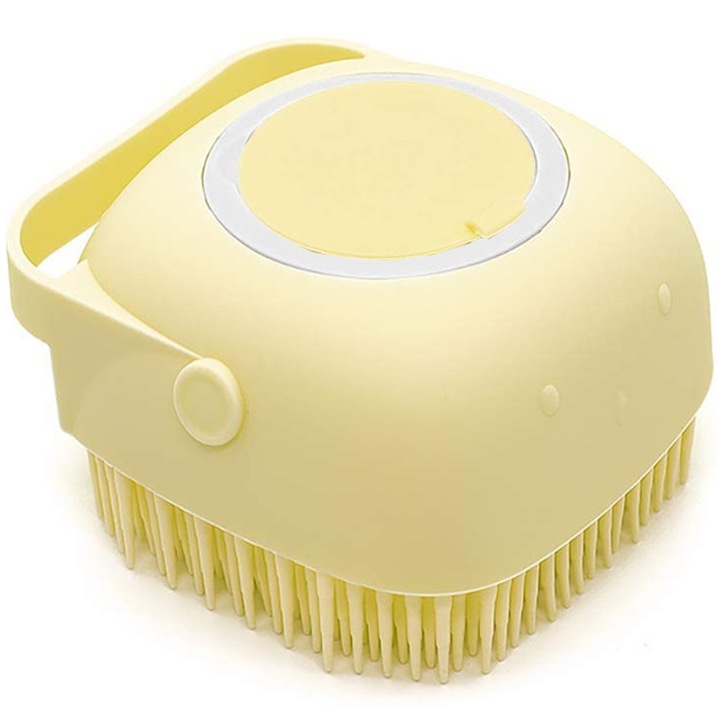 Burete din silicon cu rezervor pentru sampon, 80 ml, galben