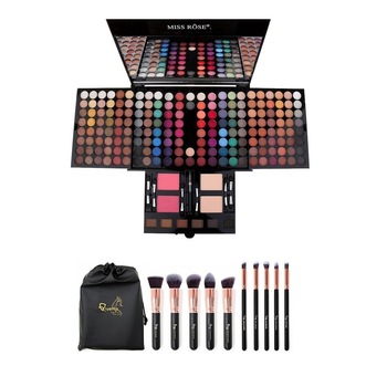 Trusa de machiaj 180 culori MISS ROSE cu set 10 pensule make up Trusa de machiaj 180 culori MISS ROSE cu set 10 pensule make up