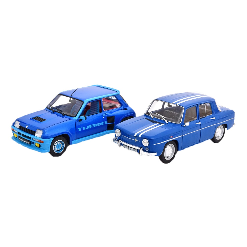 Macheta auto R8 Gordini 1100 1967/ R5 Turbo I, Set 2 bucati, 1:18, albastru, Solido