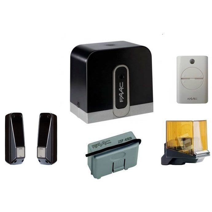 Kit automatizare pentru porti culisante de pana la 400kg 24v Faac C720 109320 echipat cu encoder telecomanda lampa fotocelule