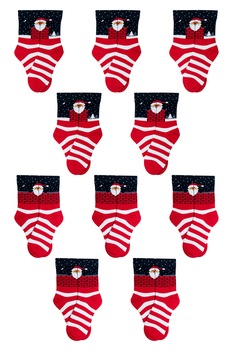 Set Overall 10 perechi sosete flausate de Craciun, barbati, Multicolor Set Overall 10 perechi sosete flausate de Craciun, barbati, Multicolor