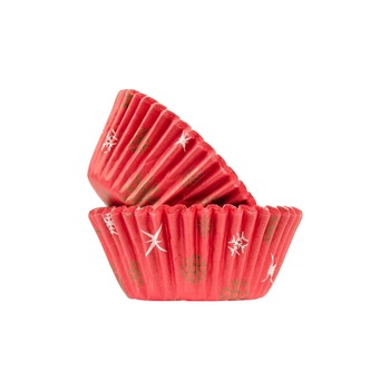 Set 100 forme de copt briose rosu cu floare Ø5 xH3.8 cm Set 100 forme de copt briose rosu cu floare Ø5 xH3.8 cm