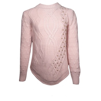 Pulover tricotat fete, roz pal Pulover tricotat fete, roz pal