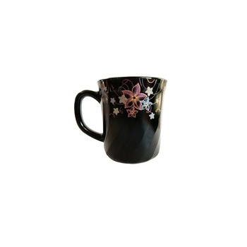 Cana neagra opal,290ml,floricele diafane Cana neagra opal,290ml,floricele diafane