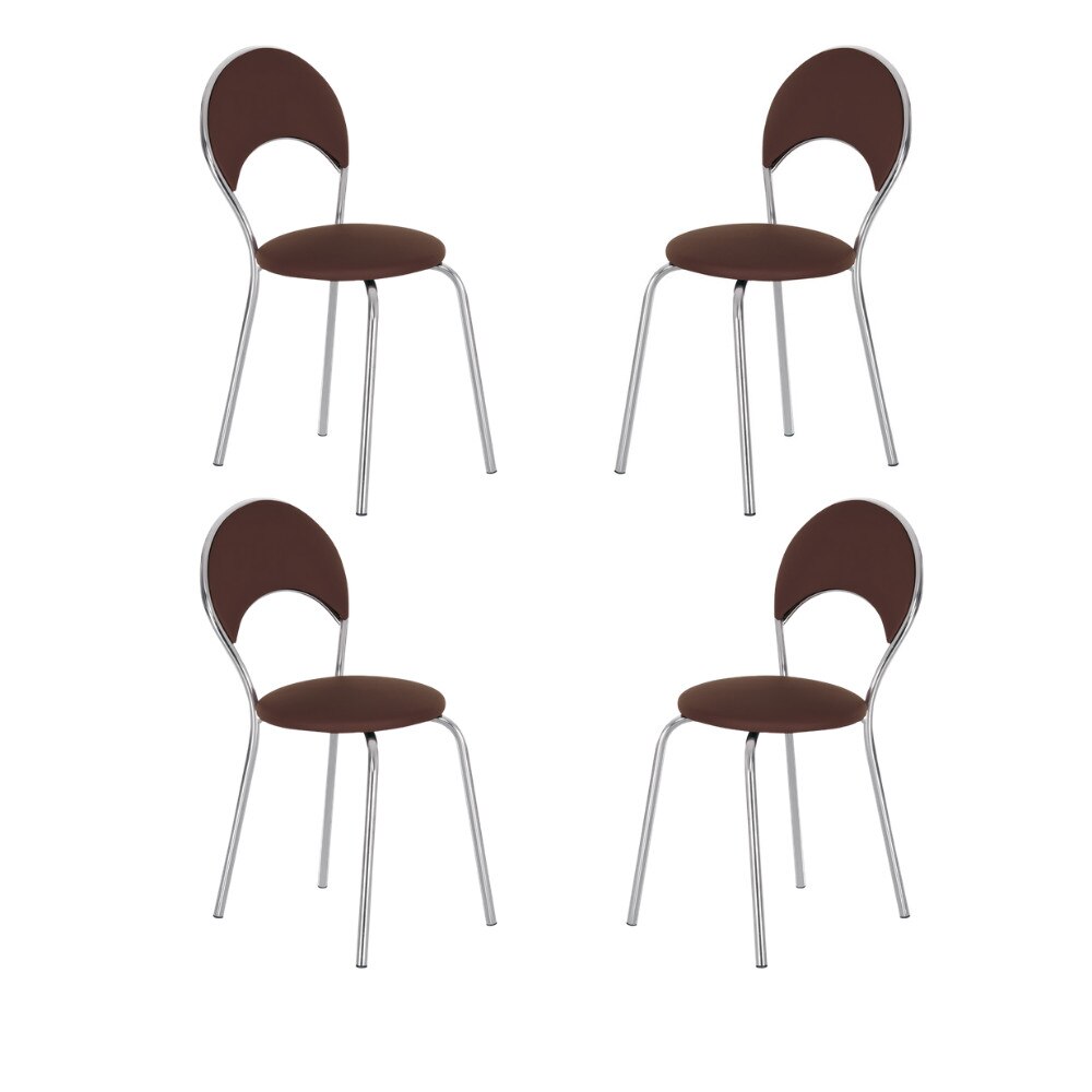 Set 4 scaune dining Marino Plus, piele ecologica, wenge