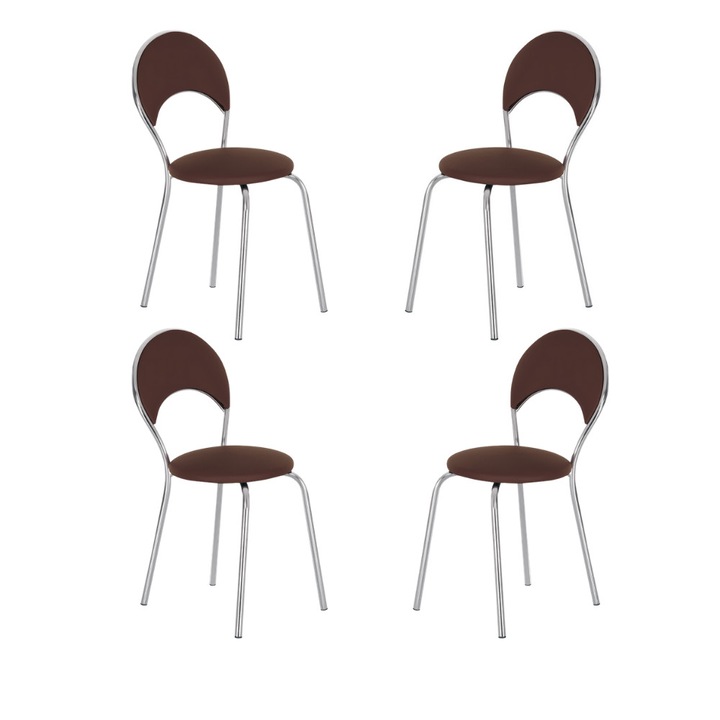 Set 4 scaune dining Marino Plus, piele ecologica, wenge