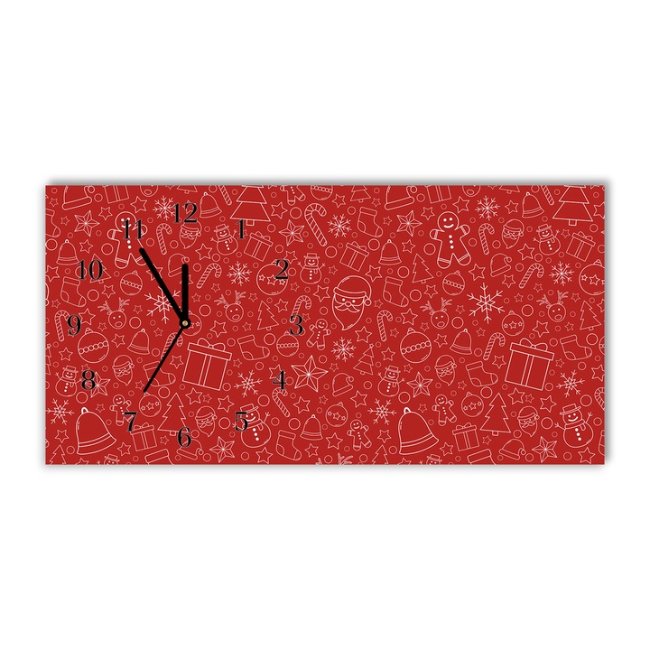 Ceas de perete. Tulup. sticla. model Ornamente de Craciun Decor de iarna. 60x30cm