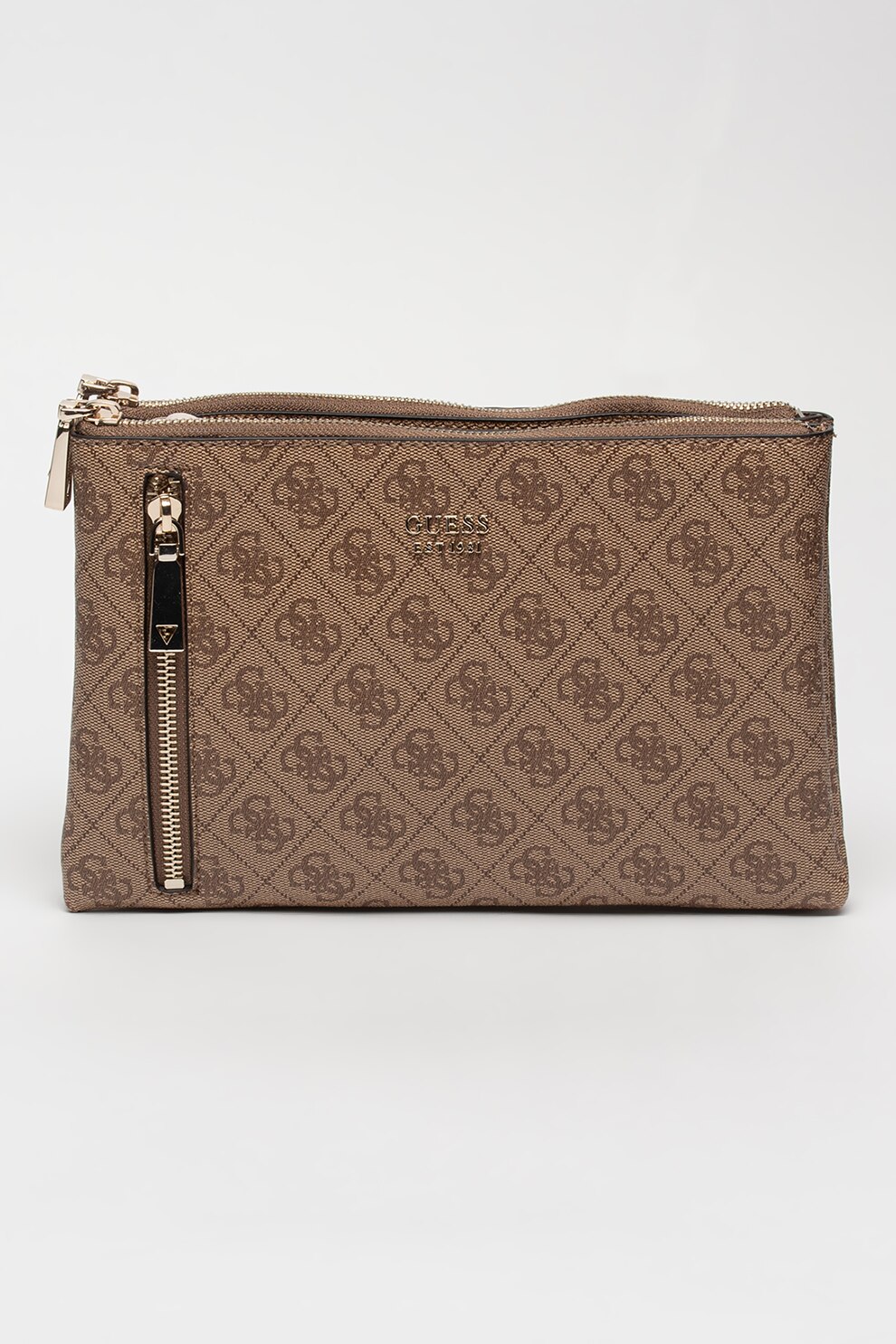 Guess, Geanta crossbody de piele ecologica cu monograma Naya, Maro