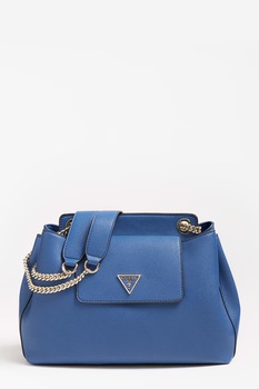 Guess, Geanta de piele ecologica cu bareta Sandrine, Albastru Guess, Geanta de piele ecologica cu bareta Sandrine, Albastru