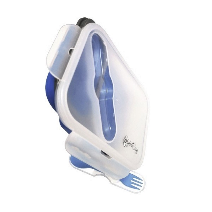 Кутия за храна, Силиконова, Сгъваема, Clip&Close, Style4Cosy, 21,5 cm, Blue Lagoon, 1000 мл