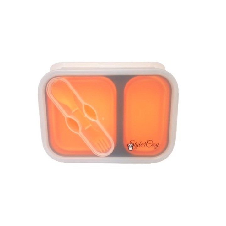 Кутия за храна, Силиконова, Сгъваема, Clip&Close, Style4Cosy, 21,5 cm, Orange Magma, 1000 мл