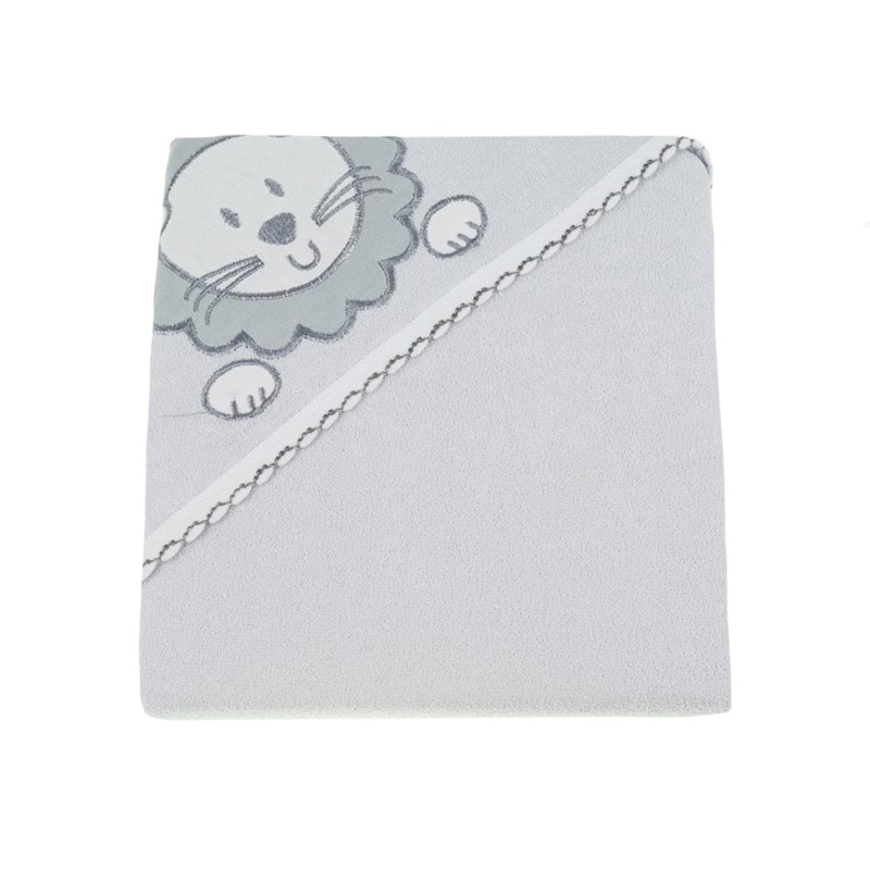 Prosop de baie 80 x 80 cm cu gluga pentru bebelusi Terjan PTB-01, Gri 80 x 80 cm