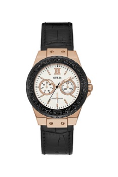 Guess, Ceas cu functii multiple si curea de piele, Negru Guess, Ceas cu functii multiple si curea de piele, Negru