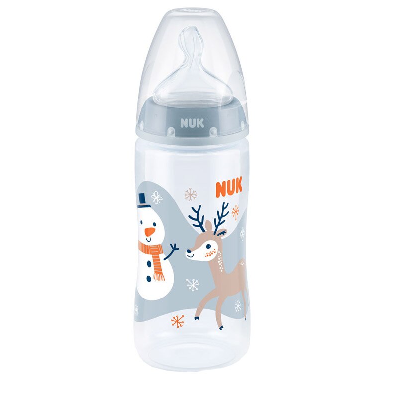 Biberon cu tetina din silicon 300 ml 0-6 luni Nuk First Choice Limited Edition 741902-A, Albastru