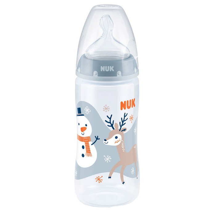 Бебешко шише със силиконов биберон 300 ml 0-6 месеца Nuk First Choice Limited Edition 741902-A, синьо