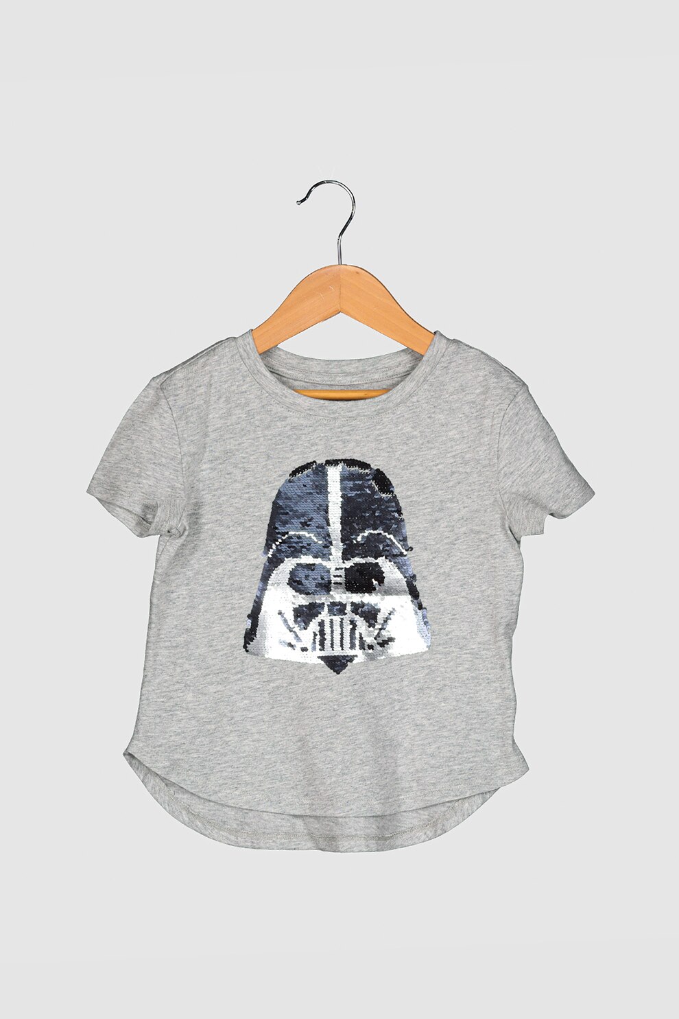 GAP, Tricou cu paiete si tematica Star Wars, Gri melange, 130 CM
