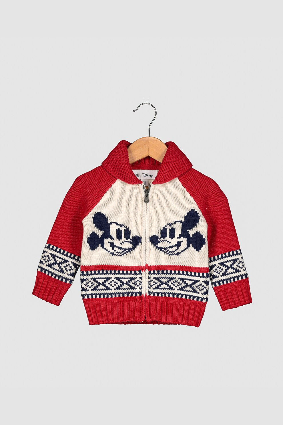 GAP, Pulover din amestec de lana cu maneci raglan, Rosu/Alb/Bleumarin, 100 CM