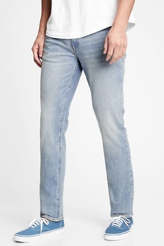 GAP, Blugi slim fit cu aspect decolorat, Albastru/Alb prafuit GAP, Blugi slim fit cu aspect decolorat, Albastru/Alb prafuit